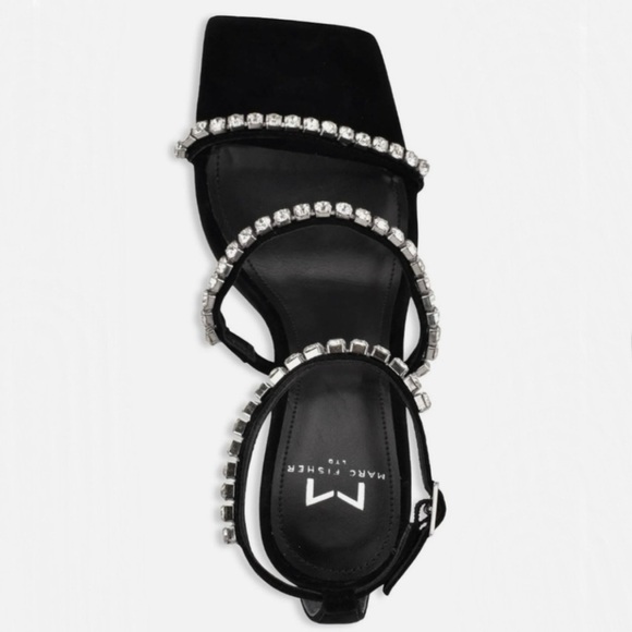 NWT MARC FISHER HEELS BLACK SUEDE WITH FAKE DIAMONDS ALL ACROSS SIZE Womens 7‌‌‍ - Picture 11 of 11